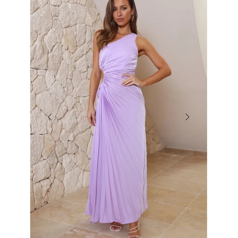 Hello Molly Season Of Weddings One Shoulder Side Cut Out Maxi‎ Dress Lilac 6 US